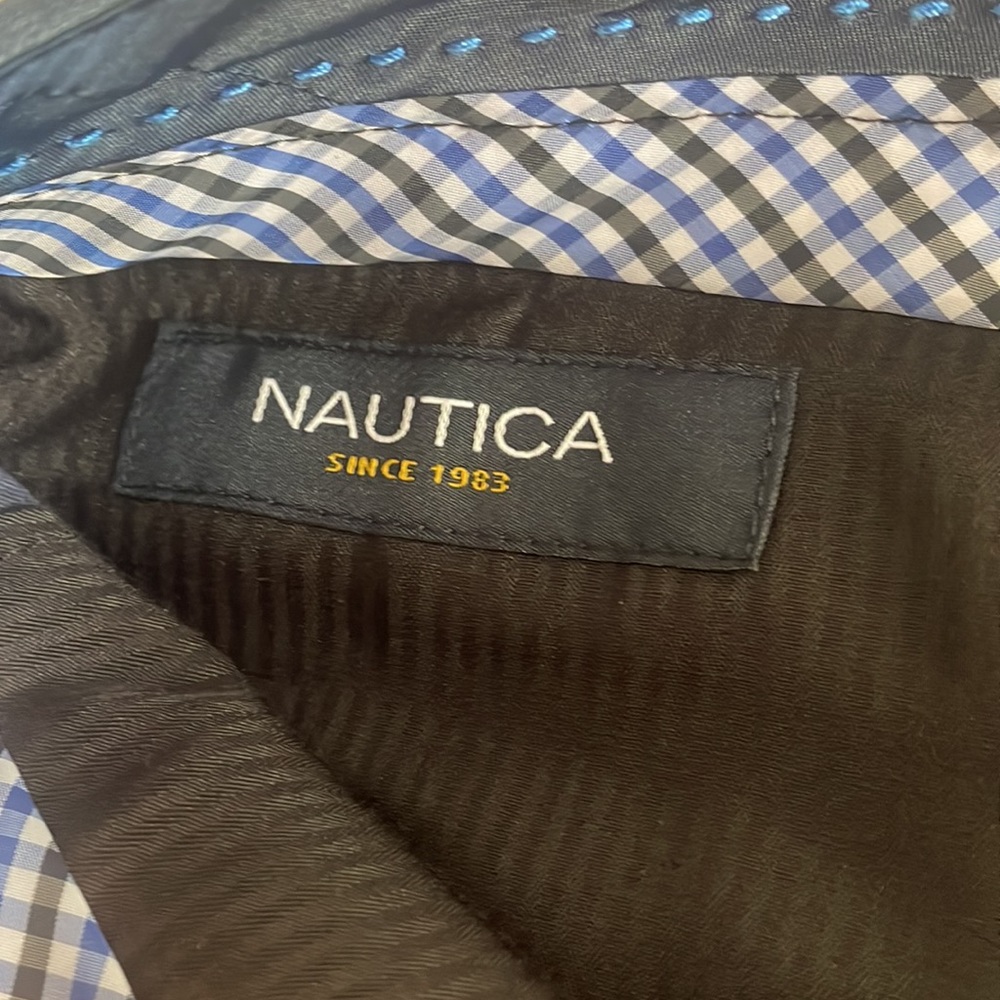 Mens nautica 38x32 blue dress flat front dress pants - Picture 2 of 5
